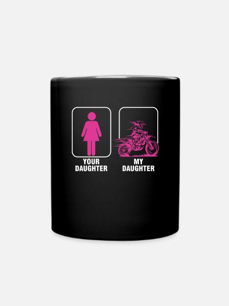 Daughter Father Biker Motocross Motorcycle Gift - Full Colour Mug - black