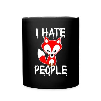 I hate people fox Halloween blutig - Tasse einfarbig - Schwarz - Vorne