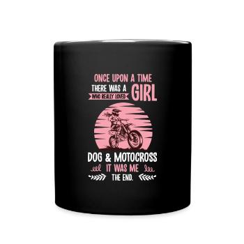 Motocross Girl Dog Owner Dog Mama Motorcycle Gift - Full Colour Mug - black - Front