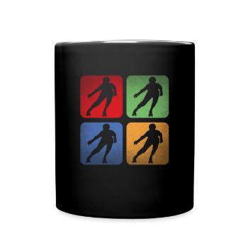 Inline Skating Pop Art Roller Skates - Full Colour Mug - black - Front