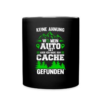 Geocacher Radar Lustiger Geocaching Spruch - Tasse einfarbig - Schwarz - Vorne