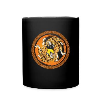 Tiger Yin Yang Harmonie Meditation China Yoga Geschenk - Tasse einfarbig - Schwarz - Vorne