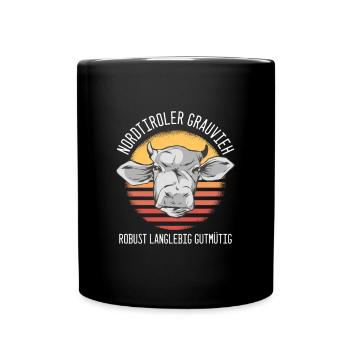 Nordtiroler Grauvieh Bauer Kuh Rind Tirol Geschenk - Tasse einfarbig - Schwarz - Vorne