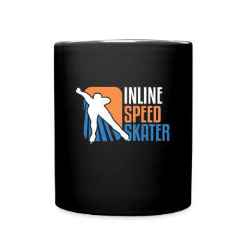 Patineur de vitesse en ligne Patins à roulettes Rollerblading - Mug uni - noir - Devant