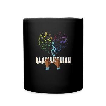 Piano Coeur Notes De Musique Treble Clef Piano - Mug uni - noir - Devant