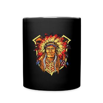 Native Man Indian Aztec Warior Ancient Indigenous - Tasse einfarbig - Schwarz - Vorne