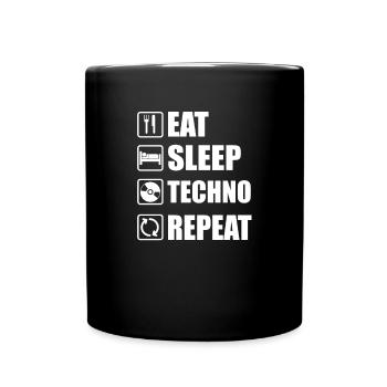 Techno Eat Sleep Repeat Gift - Full Colour Mug - black - Front