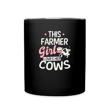 Bauernmädchen liebt ihr Kühengeschenk - Tasse einfarbig - Schwarz - Vorne