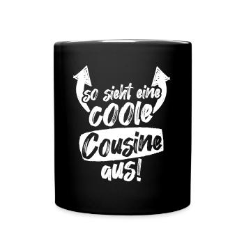 So sieht eine coole Cousine aus Geschenk - Tasse einfarbig - Schwarz - Vorne