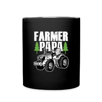 Bauer Papa Papa Vater Papa Traktor Farm Geschenk - Tasse einfarbig - Schwarz - Vorne
