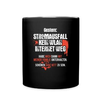 Gamer Nerd Informatiker Lustiger WLAN Spruch - Tasse einfarbig - Schwarz - Vorne