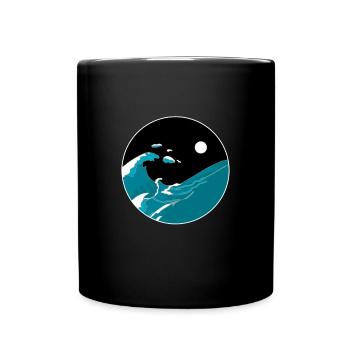 Wellen Yin Yang Mond Nacht Ozean Harmonie Strand Geschenk - Tasse einfarbig - Schwarz - Vorne