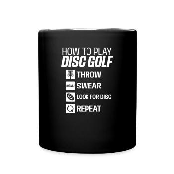 Frisbee Throw Swear Look Disc Wiederholungsgeschenk - Tasse einfarbig - Schwarz - Vorne