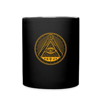 Illuminati Conspiracy Triangle Masonic All Seeing - Full Colour Mug - black - Front