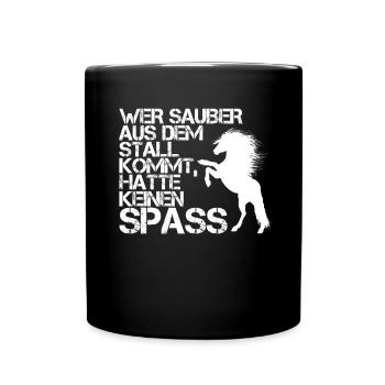 stall weiss - Tasse einfarbig - Schwarz - Vorne