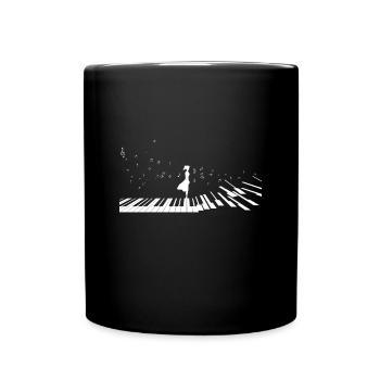 Femme sur claviers de piano cadeau de pianiste joueur de piano - Mug uni - noir - Devant