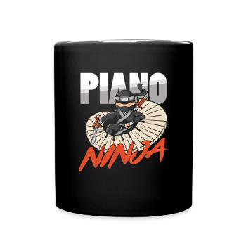 Piano Ninja Pianiste Piano Player Musicien Musique - Mug uni - noir - Devant