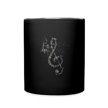 Cat Treble Clef Musicien Notes de musique Pianiste - Mug uni - noir - Devant