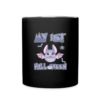 Mein erstes 1. Halloween Baby Fledermaus gruseligen Kürbis - Tasse einfarbig - Schwarz - Vorne