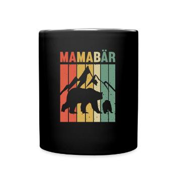 Mamabär Muttertag Retro Mutter Geschenk - Tasse einfarbig - Schwarz - Vorne
