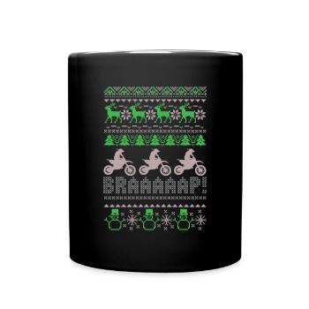 Ugly Braap Christmas Motocross Motorcycle Gift - Full Colour Mug - black - Front