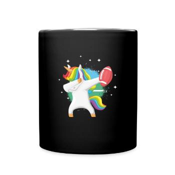 American Football Rugby Unicorn Rugby Player Gift - Full Colour Mug - black - Front