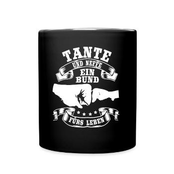 Tante und Neffe Bund fürs Leben Tante Geschenk - Tasse einfarbig - Schwarz - Vorne