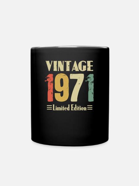 51st Birthday Vintage 1971 Vintage 51 years - Full Colour Mug - black