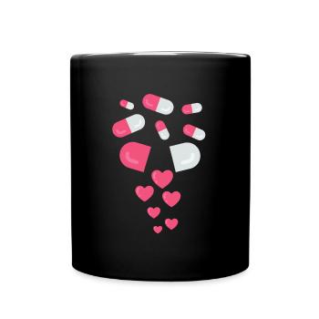 Cadeau de relation Saint Valentin amour coeur pilules - Mug uni - noir - Devant