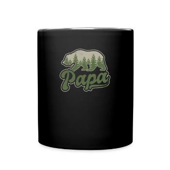 Papa Bär Wald Holz Geschenk - Tasse einfarbig - Schwarz - Vorne
