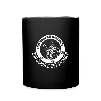 Gamer zum Zocken geboren Teenager Kinder Geschenk - Tasse einfarbig - Schwarz - Vorne