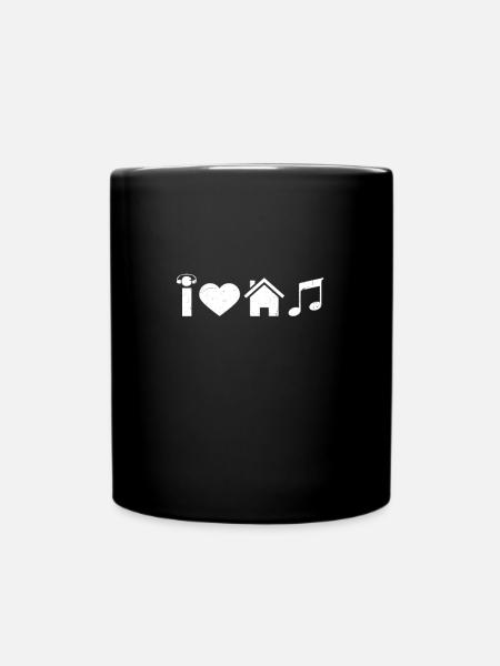 Techno House I Love House Music Gift - Full Colour Mug - black