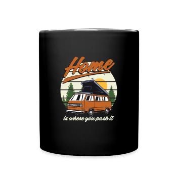 La maison est l'endroit où vous le garez Cadeau de tente de camping-car - Mug uni - noir - Devant