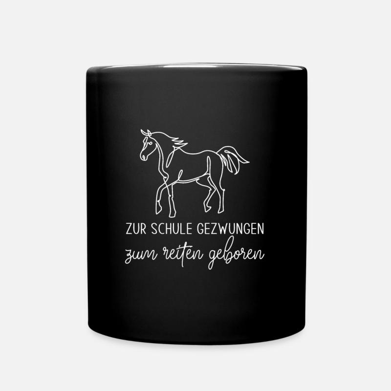 Pferd Teenager Schule - Geschenk, Geschenkidee - Tasse einfarbig - Schwarz
