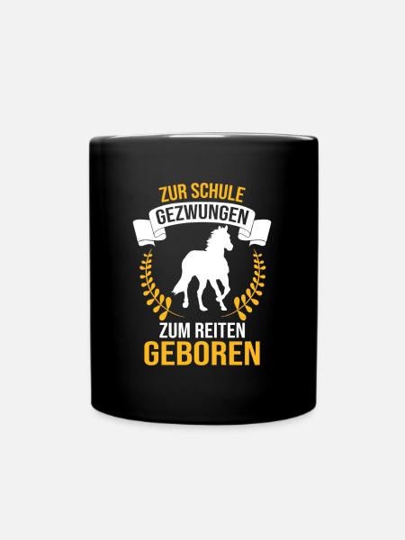 Pferd Teenager Schule - Geschenk, Geschenkidee - Tasse einfarbig - Schwarz