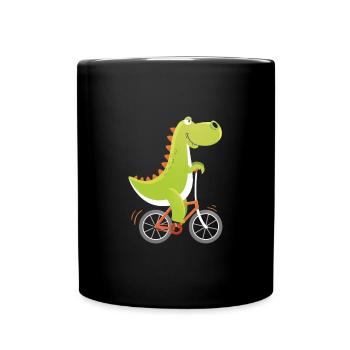 Dino Bike Biking Biker Bicycle Cycling Bikes Gift - Full Colour Mug - black - Front