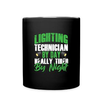 Technicien d’éclairage par jour Light Music Band Cadeau - Mug uni - noir - Devant