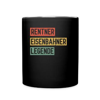 Rentner Eisenbahner Lokomotive Vintage Modellbahn - Tasse einfarbig - Schwarz - Vorne