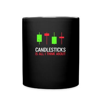 Aktienhandel denken über Candlesticks Geschenk - Tasse einfarbig - Schwarz - Vorne