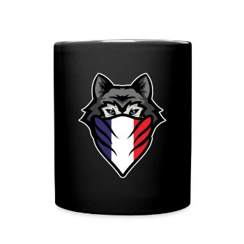 Sibirische Husky Frankreich Flagge Wolf Hund Besitzer Haustier Geschenk - Tasse einfarbig - Schwarz - Vorne