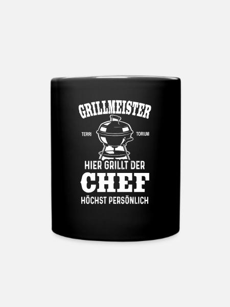 Grillmeister Territorium Chef BBQ Grill Geschenk - Tasse einfarbig - Schwarz