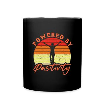Powered By Positivity Bike Retro Cycling Biking - Full Colour Mug - black - Front