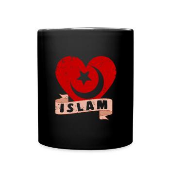 Islam Heart Muslim Allah God Religion Mosque Gift - Full Colour Mug - black - Front