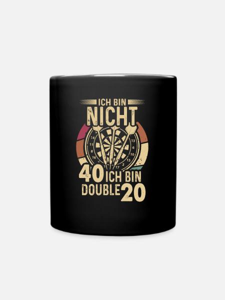 60. Geburtstag Darts Ich bin Double 20 Vintage - Tasse einfarbig - Schwarz