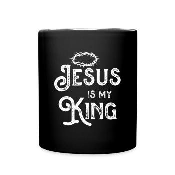 Jesus Is My King Crown Of Thorns Religion God Gift - Full Colour Mug - black - Front
