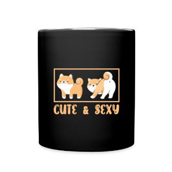 Cadeau mignon d’animal familier de chiot de chien japonais de Shiba Inu - Mug uni - noir - Devant