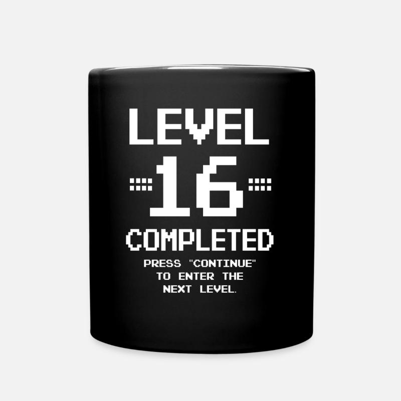 16. Geburtstag Retro Level 16 Jahre Party - Tasse einfarbig - Schwarz