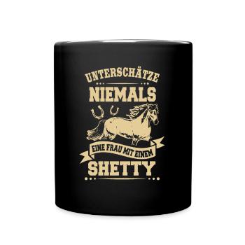 Cavalière femme Shetty cheval équitation cadeau - Mug uni - noir - Devant