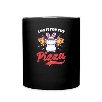 Bodybuilder ich tue es für die Pizza - Tasse einfarbig - Schwarz - Vorne
