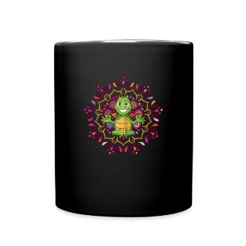 Meditating Turtle Mandala Yoga - Full Colour Mug - black - Front